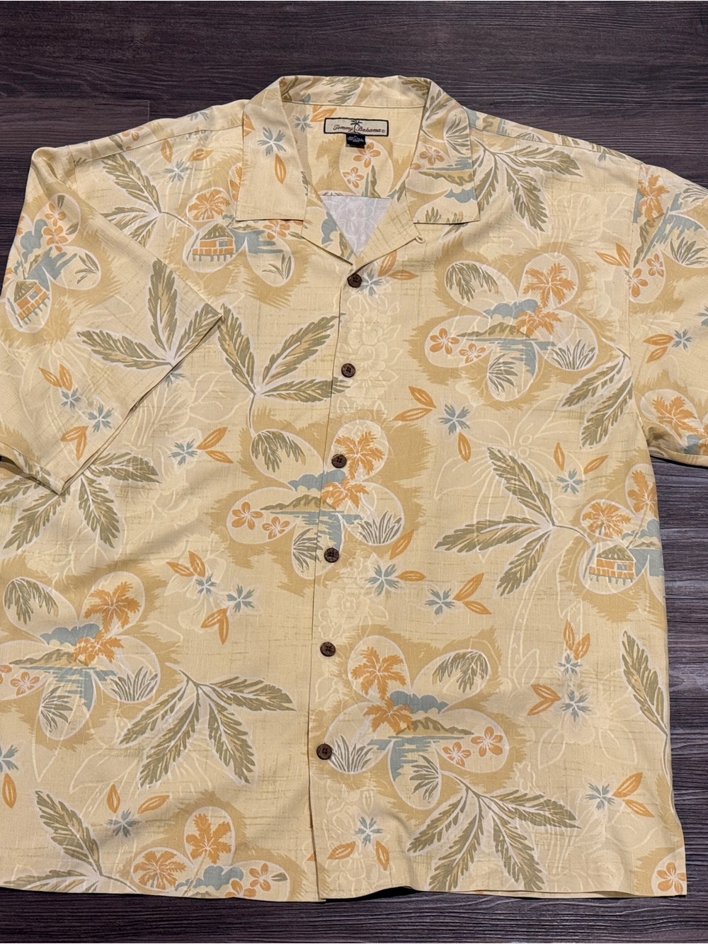 Tommy Bahama Yellow Floral Silk Camp Shirt